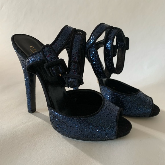 GUCCI Double Ankle Strap Glitter Heel Sandal - Picture 8 of 8